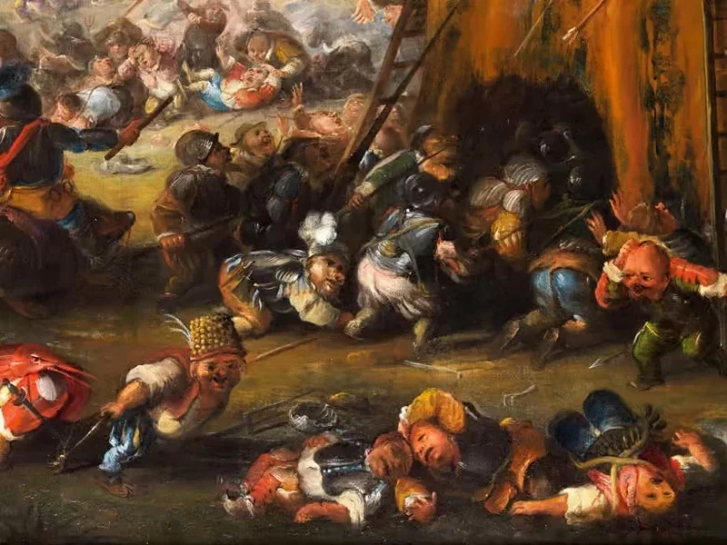 1659-Faustino Bocchi - Battaglia di bambocci-dettaglio